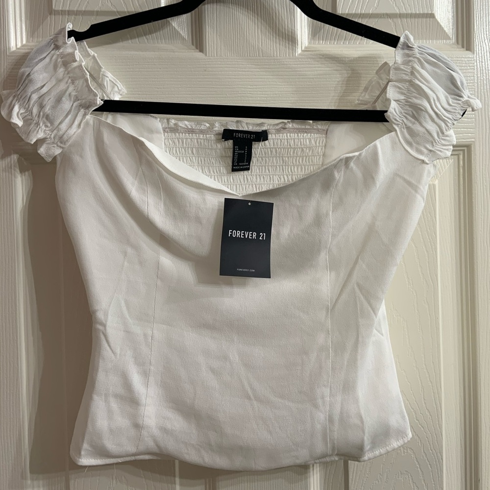 White ruffled crop top